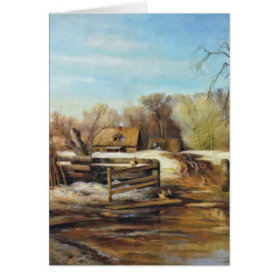 Last Snow on a Spring Farm Vintage Blank