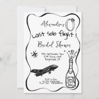Last Solo Flight Drawn Bridal Shower Invitation