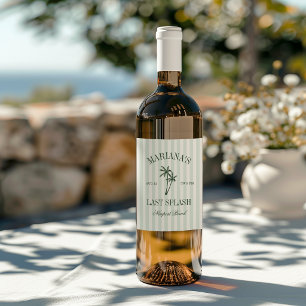 Last Splash Beach Palms Bachelorette Wine Label