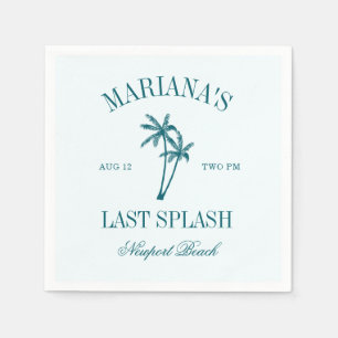 Last Splash Blue Teal Palms Bachelorette Napkin