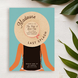 Last Splash Brunette Bachelorette Pool Party Invitation