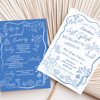 Last Splash Hand Drawn Beach Weekend Bachelorette Invitation