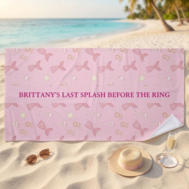Last Splash Mermaid Bachelorette Personalised Beach Towel (Creator Uploaded)