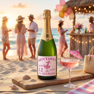 Last Splash Mermaid Bachelorette Personalised Sparkling Wine Label