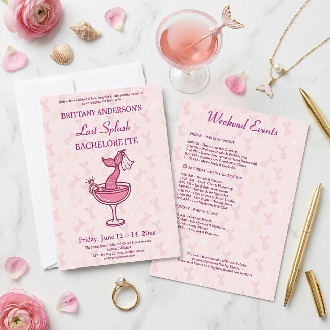 Last Splash Mermaid Bachelorette Weekend  Invitation (Creator Uploaded)
