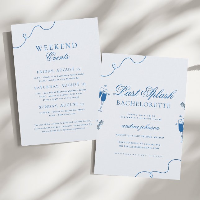 Last Splash Nautical Blue Hen Bachelorette Weekend Invitation (Creator Uploaded)