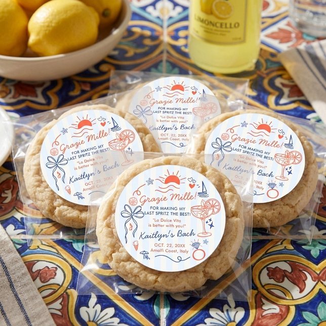 Last Spritz Amalfi Coast Bachelorette Party Favor Classic Round Sticker (Creator Uploaded)