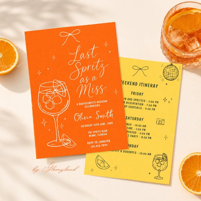 Last Spritz As A Miss Bachelorette Invitation (Creator Uploaded)