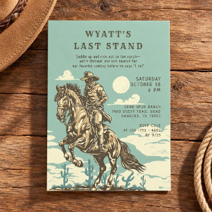 Last Stand Western Bachelor Party Cowboy Rustic Invitation