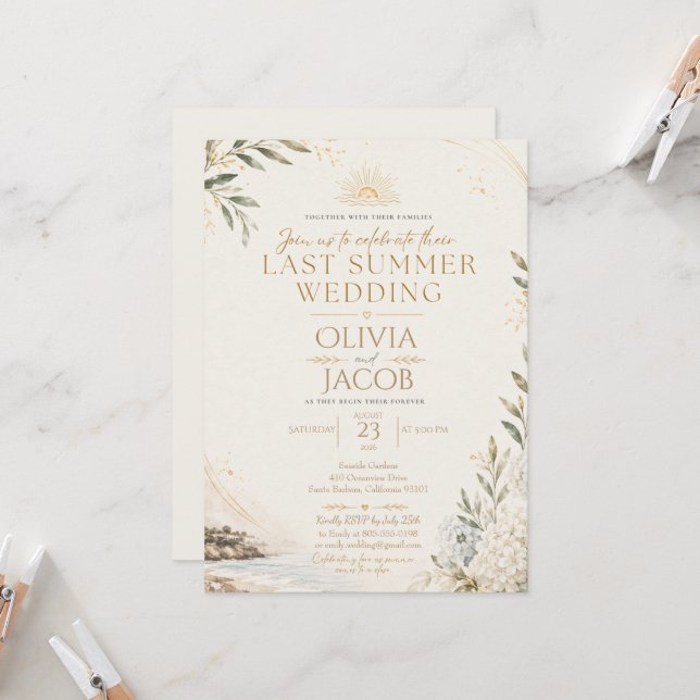Last Summer Wedding Celebration Invitation (Front/Back In Situ)