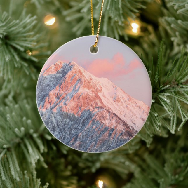 Last sun light on mountain Storžič, Slovenia Ceramic Tree Decoration (Tree)