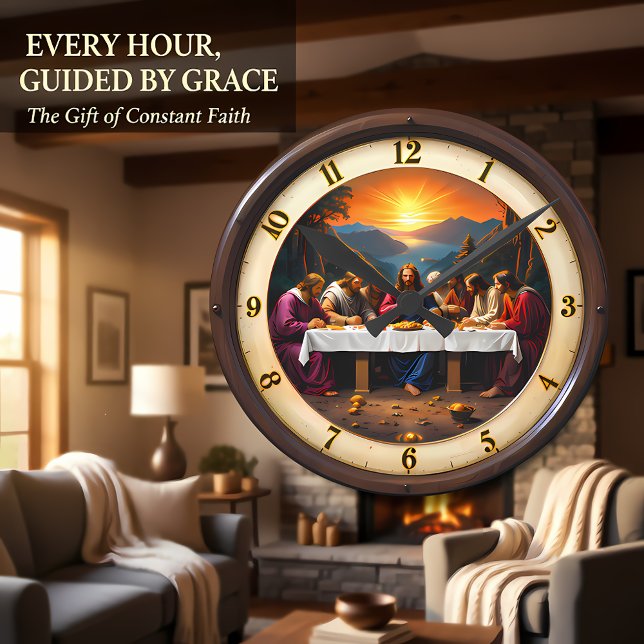 Last Supper Scenic Sunset Round Clock (Creator Uploaded)