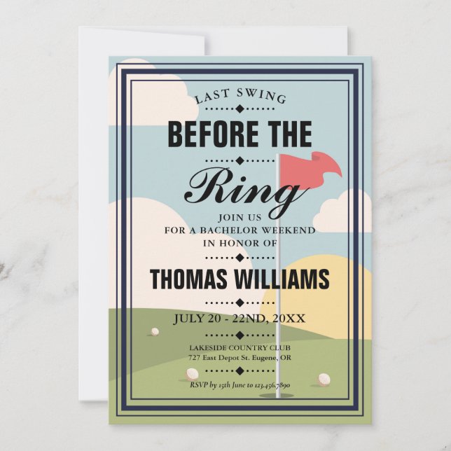 Last Swing Bachelor Golf Weekend Party Invitation (Front)