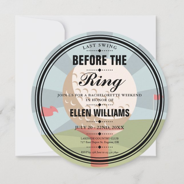 Last Swing Bachelorette Golf Weekend Party Invitation (Front)