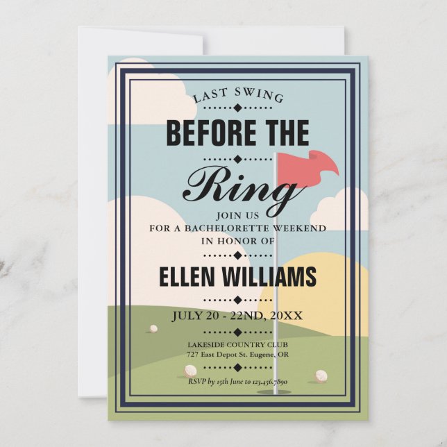 Last Swing Bachelorette Golf Weekend Party Invitation (Front)