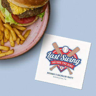 Last Swing Before the Ring Baseball Bachelor Party Napkin