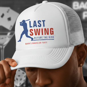Last Swing Before the Ring Baseball Bachelor Party Trucker Hat