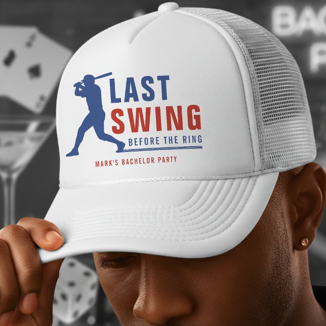 Last Swing Before the Ring Baseball Bachelor Party Trucker Hat (Creator Uploaded)