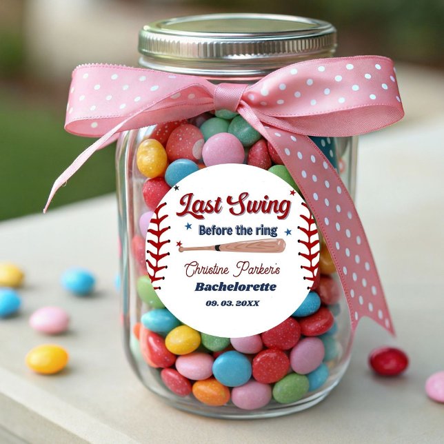 Last Swing before the ring Baseball  Bachelorette Classic Round Sticker (Creator Uploaded)