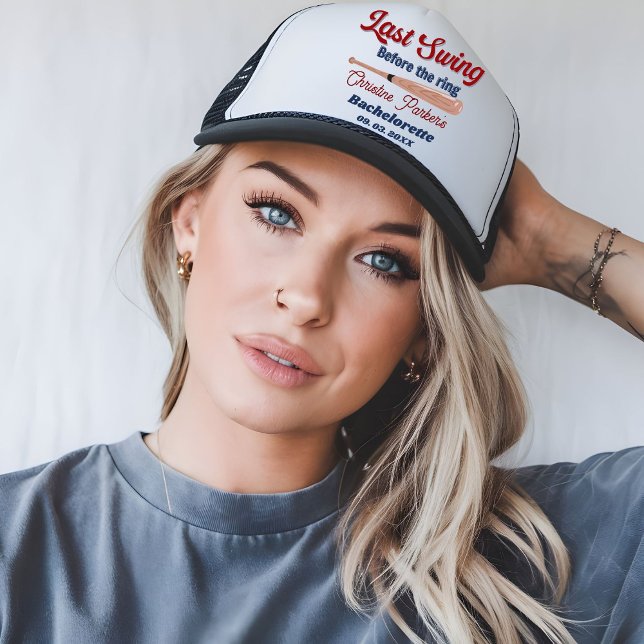 Last Swing before the ring Baseball  Bachelorette Trucker Hat (Creator Uploaded)