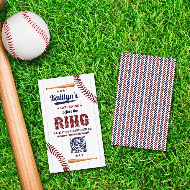 Last Swing Before The Ring! Baseball Bridal Shower Enclosure Card (Creator Uploaded)