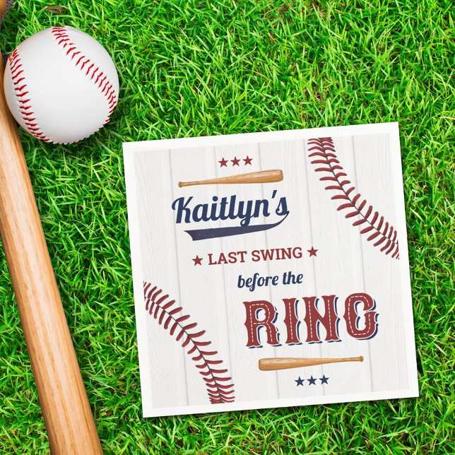 Last Swing Before The Ring! Baseball Bridal Shower Napkin (Creator Uploaded)