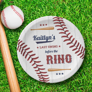 Last Swing Before The Ring! Baseball Bridal Shower Paper Plate