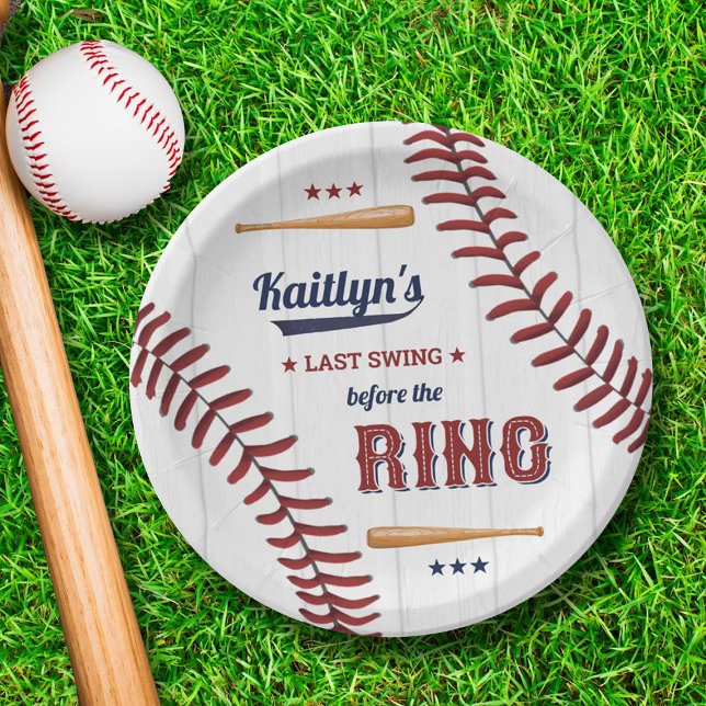Last Swing Before The Ring! Baseball Bridal Shower Paper Plate (Creator Uploaded)