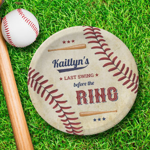 Last Swing Before The Ring! Baseball Bridal Shower Paper Plate
