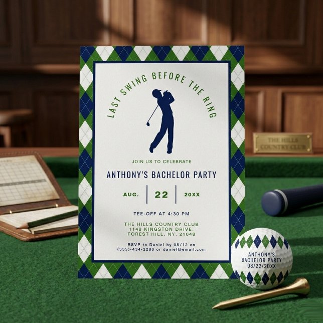 Last Swing Before the Ring | Golf Bachelor Party Invitation (Creator Uploaded)