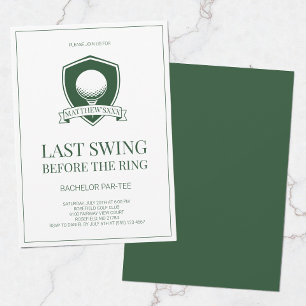 Last Swing Before the Ring Golf Bachelor Party Invitation