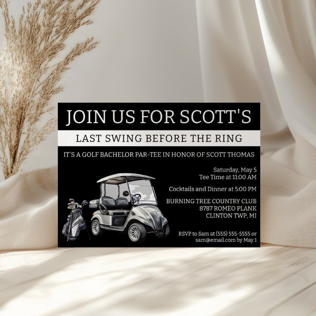 Last Swing Before the Ring! Golf Bachelor Party Invitation (Creator Uploaded)