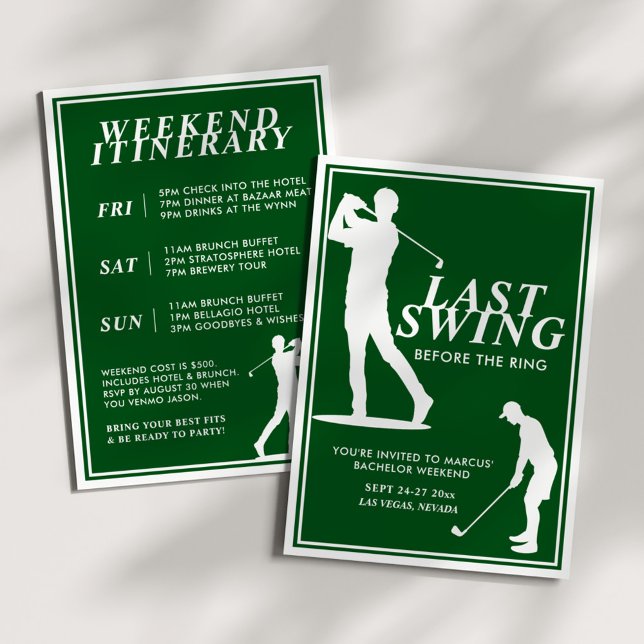 Last Swing Before the Ring Golf Bachelor Weekend Invitation (Creator Uploaded)