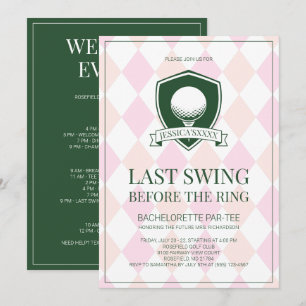Last Swing Before the Ring Golf Bachelorette Party Invitation