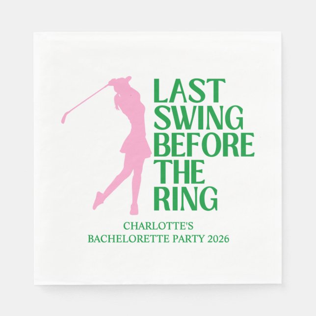 Last Swing Before The Ring Golf Bachelorette Party Napkin (Front)