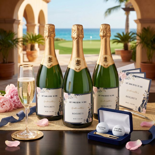 Last Swing Before the Ring Golf Bachelorette  Sparkling Wine Label (Creator Uploaded)