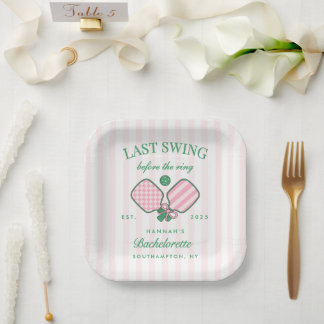 Last Swing Before The Ring Pickleball Bach Weekend Paper Plate