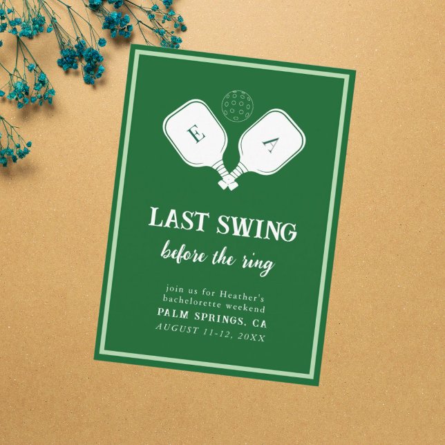 Last Swing Before the Ring Pickleball Bachelorette Invitation (Creator Uploaded)