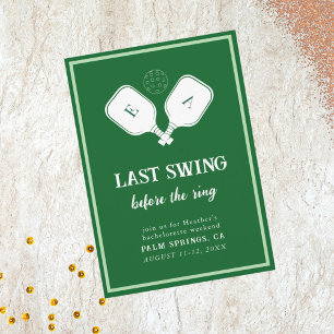 Last Swing Before the Ring Pickleball Bachelorette Invitation