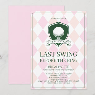 Last Swing Before the Ring Pink Golf Bridal Party Invitation