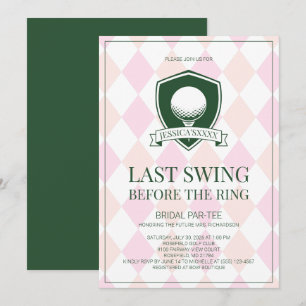 Last Swing Before the Ring Pink Green Bridal Party Invitation
