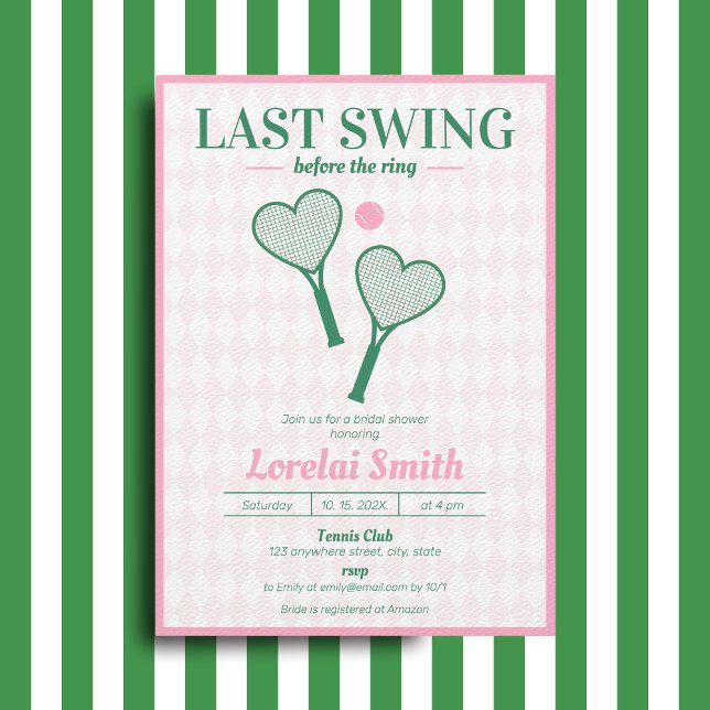 Last swing before the Ring Tennis Bridal Shower Invitation (Creator Uploaded)