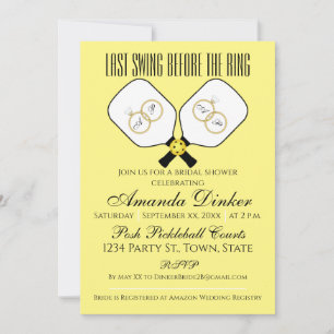 Last Swing Before the Ring Wedding Pickleball Invi Invitation