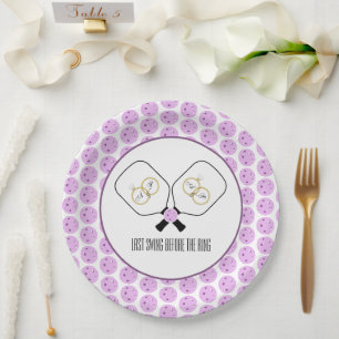 Last Swing Before the Ring Wedding Pickleball  Paper Plate