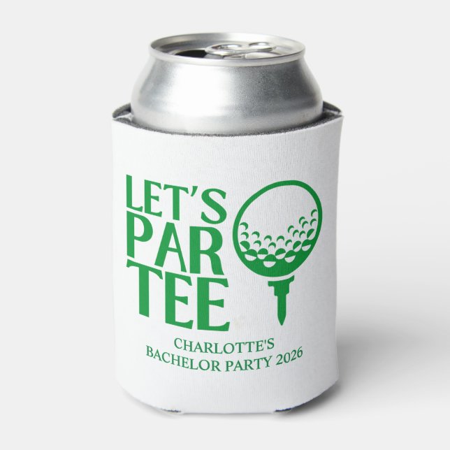 Last Swing Golf Bachelorette Pink Green Can Cooler (Can Front)