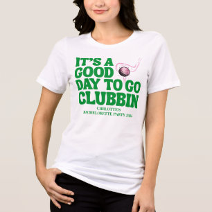 Last Swing Golf Bachelorette Pink Green Tri-Blend Shirt