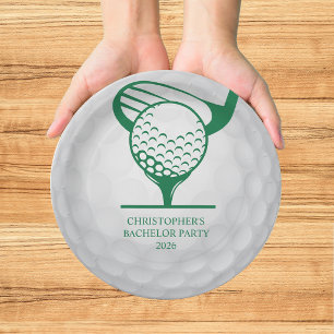Last Swing Golf Country Club Bachelor Black Green Paper Plate