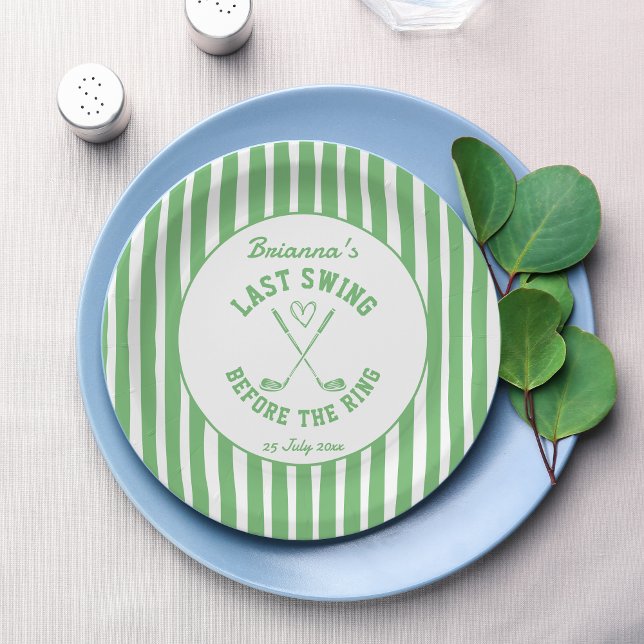 Last swing golf country club Bachelorette weekend Paper Plate (Last swing before the ring golf country club Bachelorette weekend personalized printed Paper Plates)