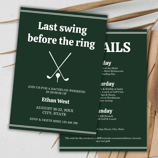Last Swing Golf Stylish Bachelor Weekend Itinerary Invitation (Last Swing Golf Stylish Bachelor Weekend Itinerary Invitation)