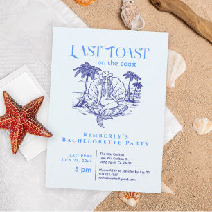 Last Toast Bachelorette Party Blue Mermaid  Invitation